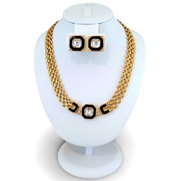 Vintage TRIFARI Art Deco Revival Necklace & Earrings Set - Picture 1 of 9